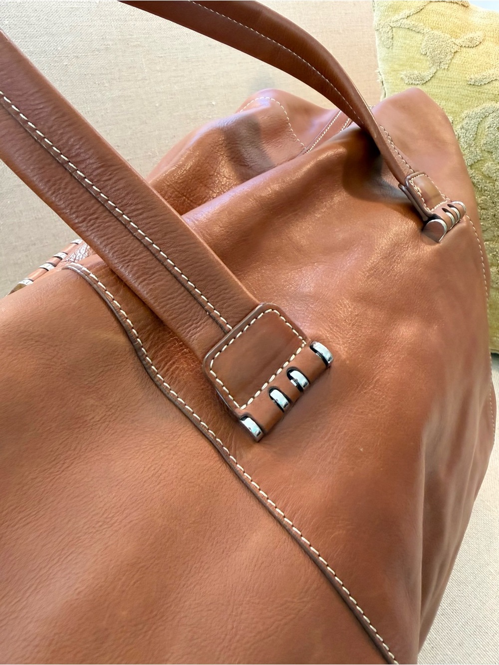 Cole Haan saddle brown leather duffle. - Picture 5 of 11